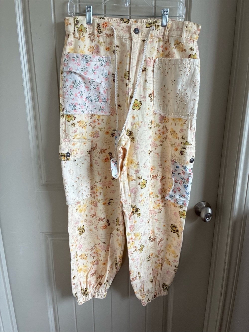 POL Cream Floral Patchwork Track Joggers